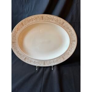 Royal Doulton Sovereign 13" Oval Serving Platter Bone China White Gold England